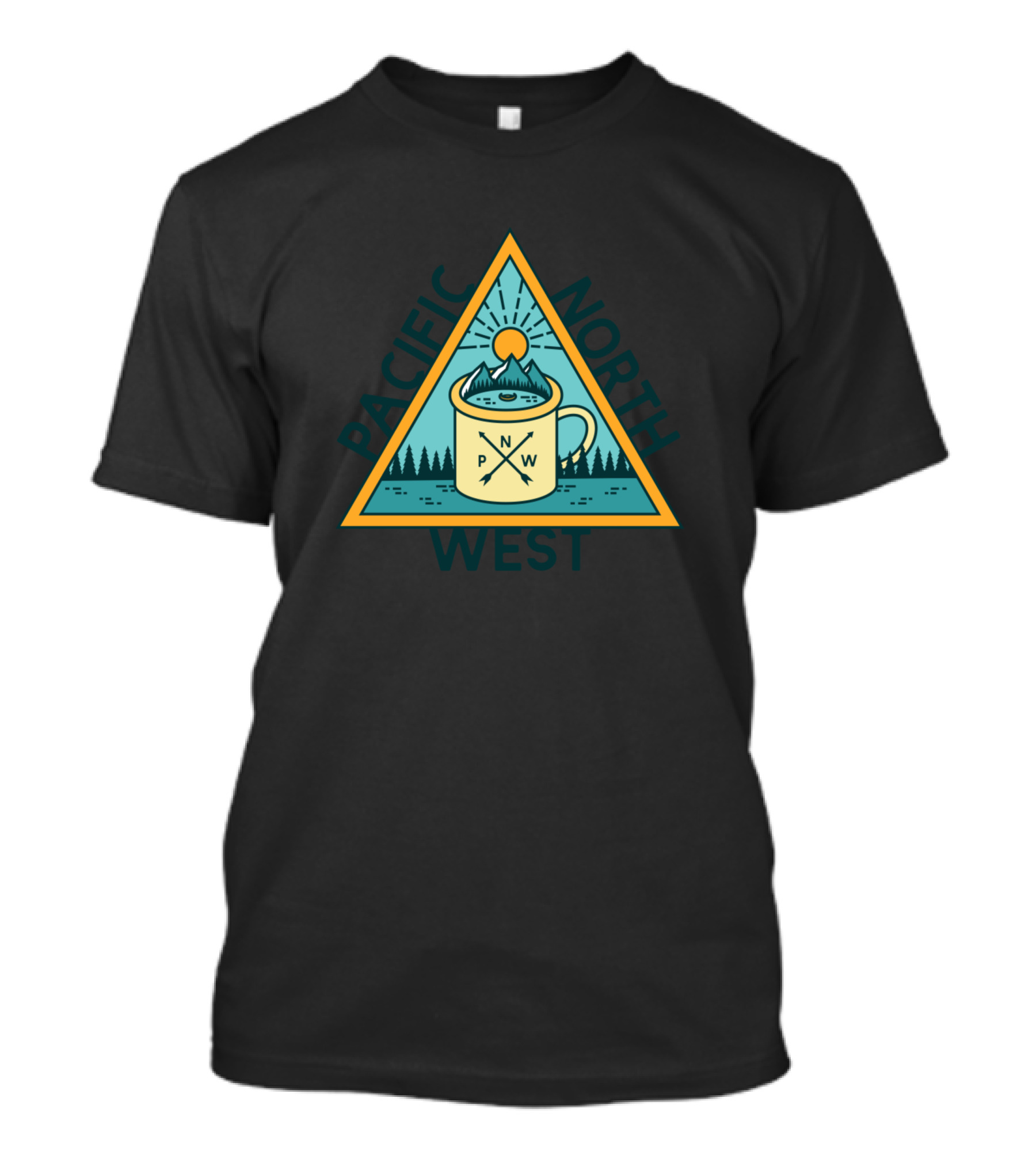 PACIFIC NORTHWEST COFFEE MUG MOUNTAIN SUN LOGO PINES PNW T-Shirt