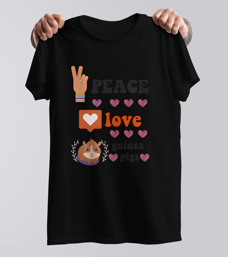 Peace Love Guinea Pigs Heart Emoji And Peace Sign T-Shirt
