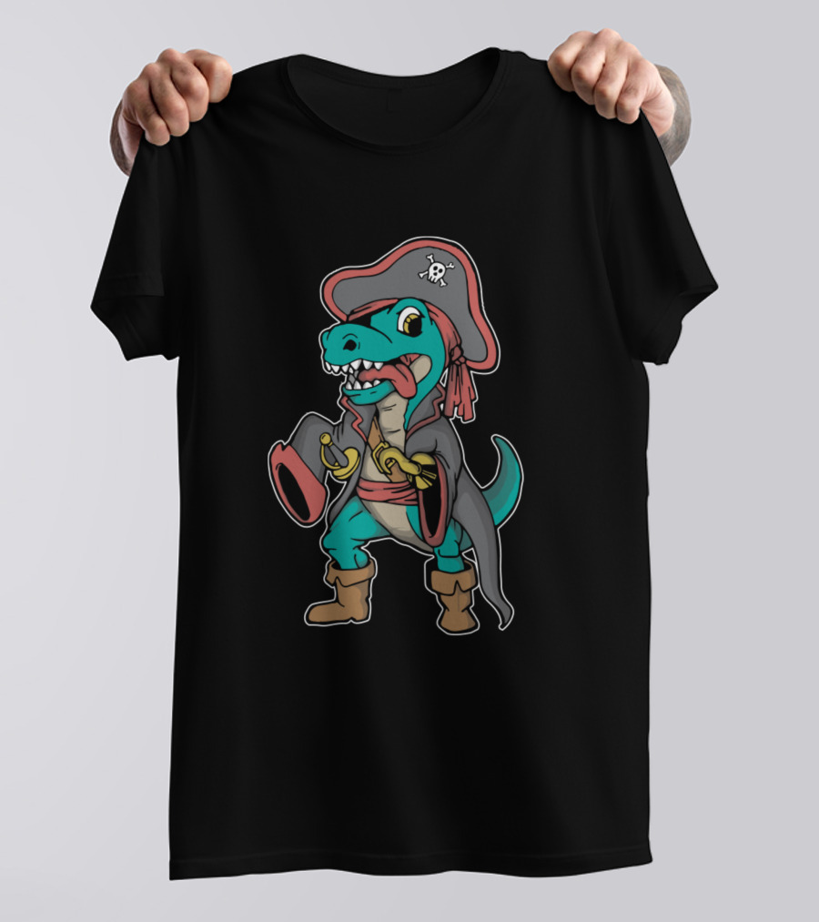Treasure Hunting Pirate Dinosaur Rex T-Shirt