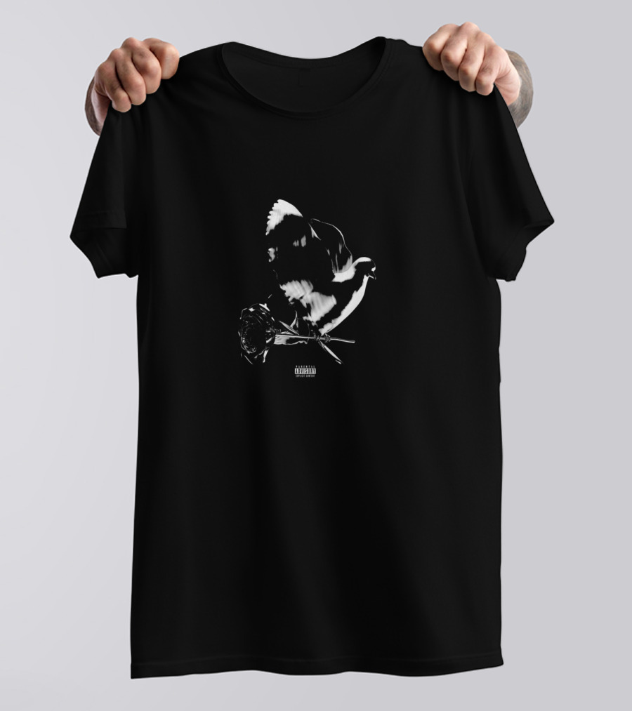 Pop Smoke Shoot For The Stars Aim For The Moon Rose And Bird Monochrome T-Shirt
