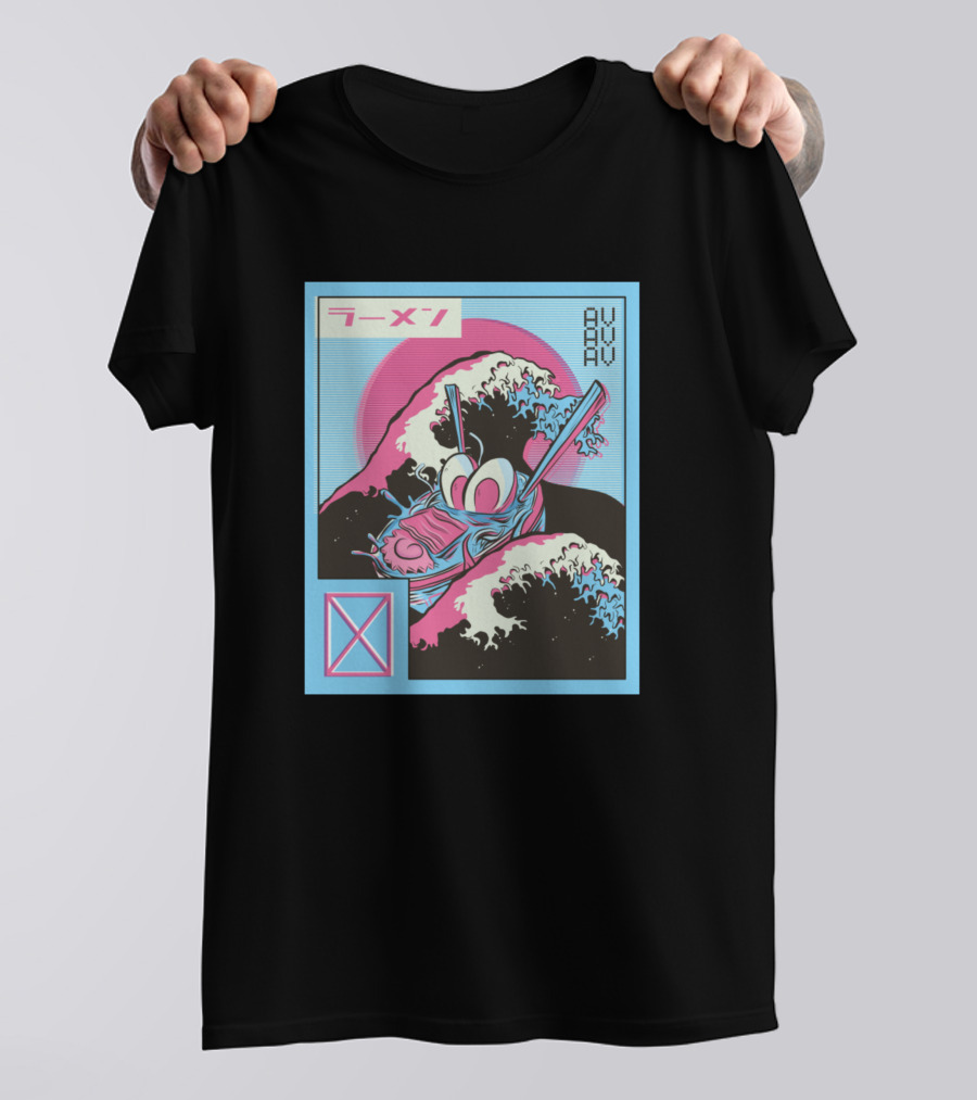 Ramen Wave AVAVAV Vaporwave Japanese Text T-Shirt