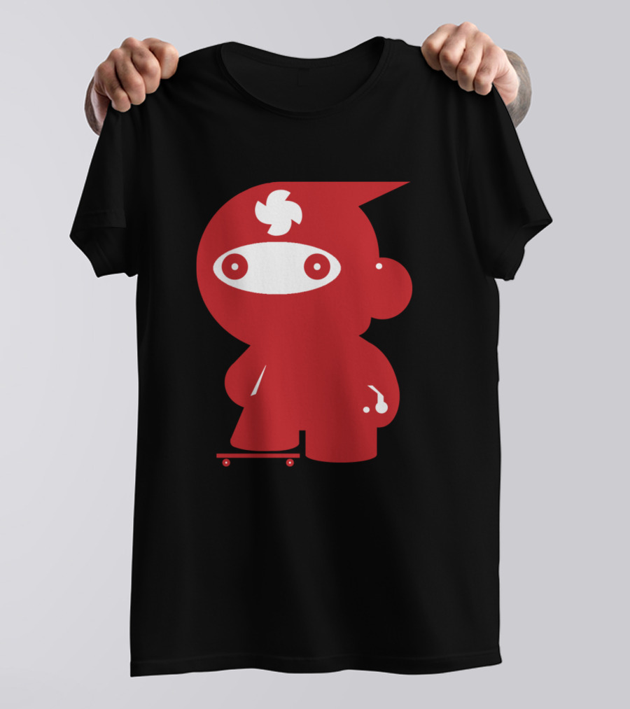 Red Ninja Skateboarding Icon Art Ninja Warrior T-Shirt