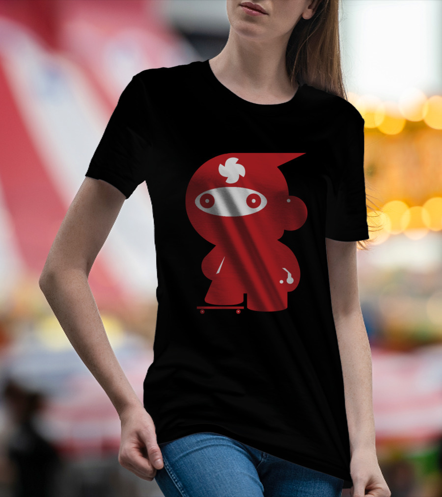 Red Ninja Skateboarding Icon Art Ninja Warrior T-Shirt