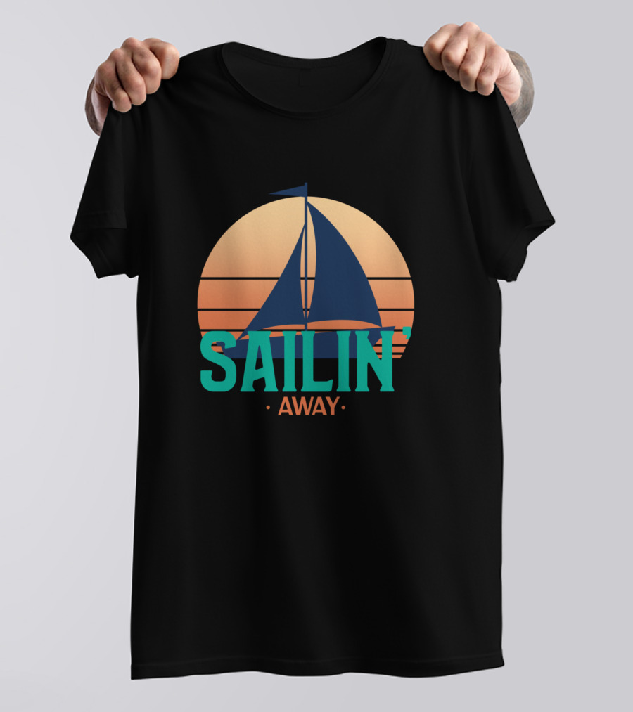 Sailin' Away Retro Sunset Sailboat T-Shirt