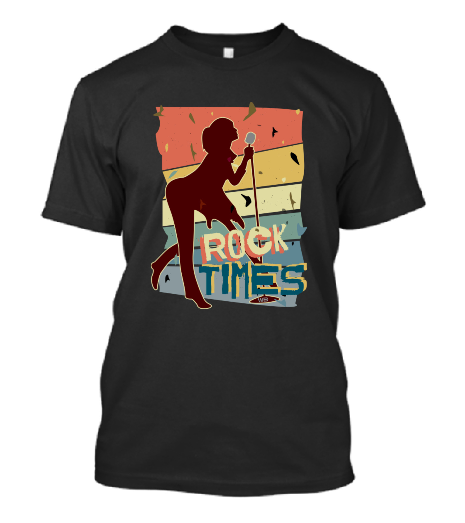 Rock Times Retro Singer Silhouette Mic WB T-Shirt