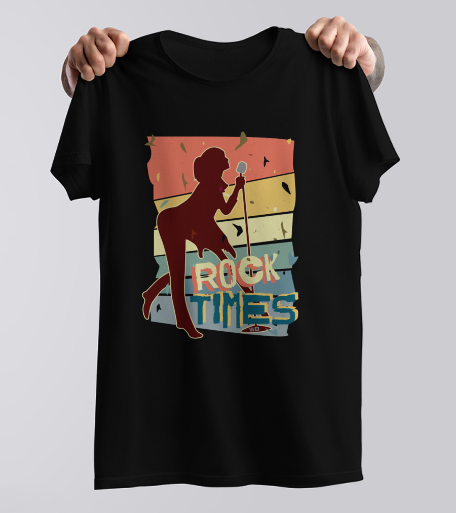Rock Times Retro Singer Silhouette Mic WB T-Shirt