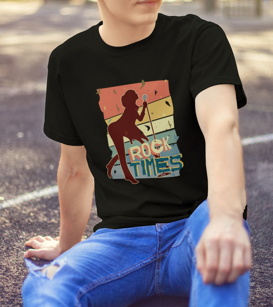 Rock Times Retro Singer Silhouette Mic WB T-Shirt