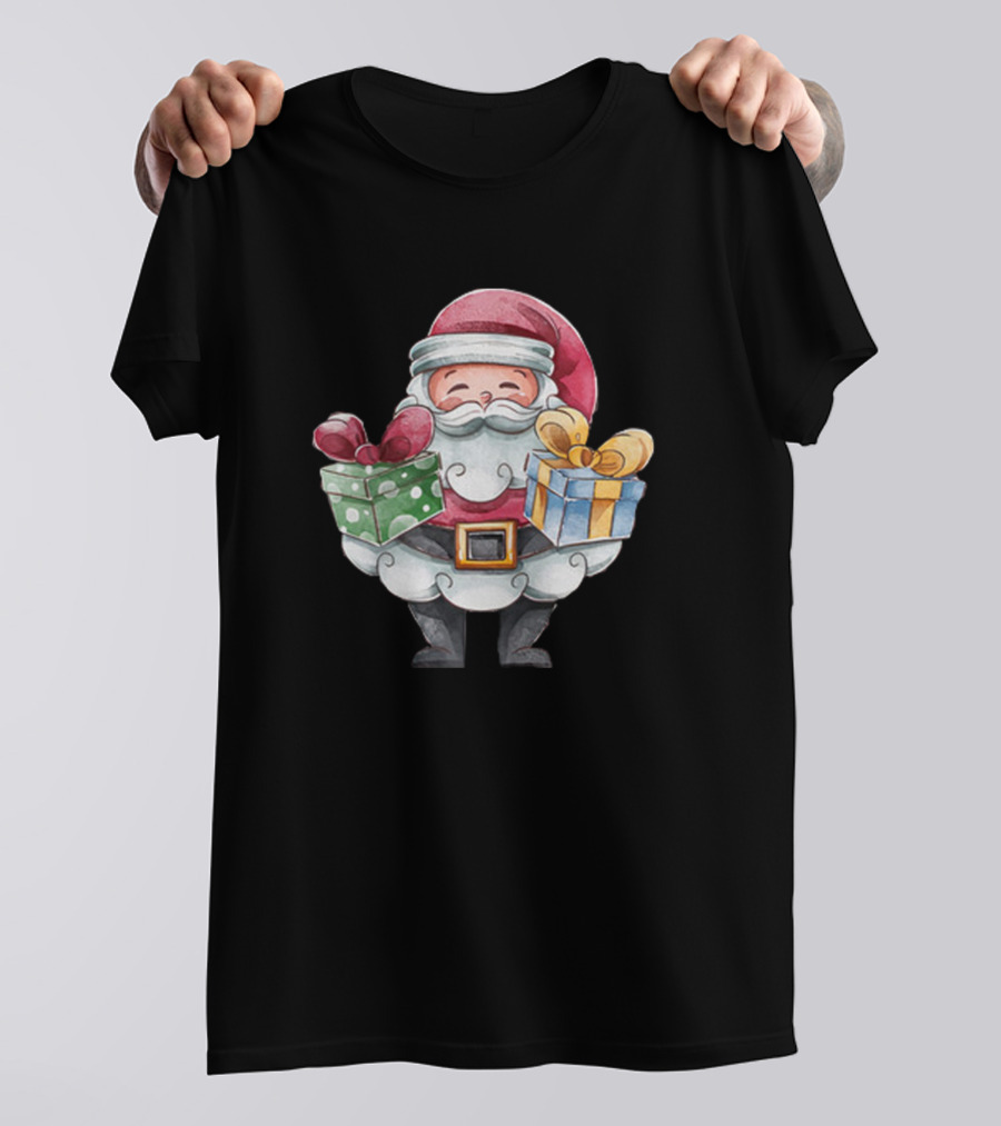 Santa Claus Holding Christmas Gifts T-Shirt