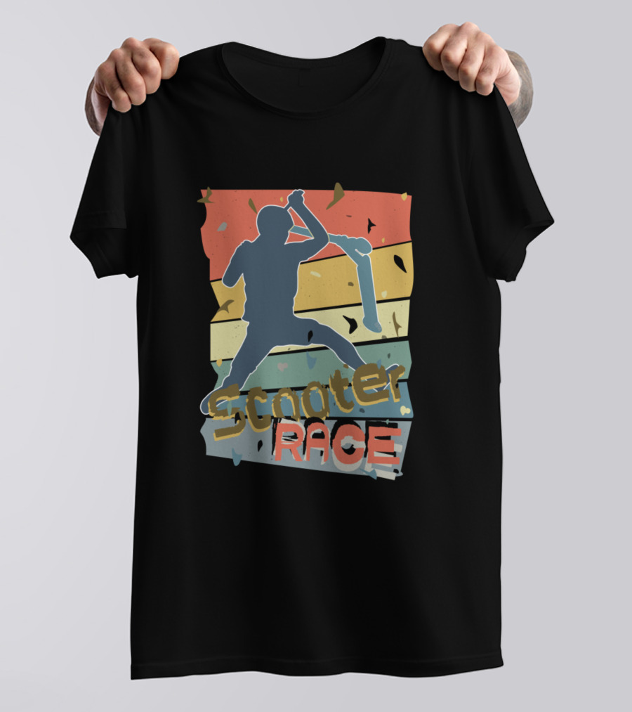 Scooter Race Retro Silhouette Action T-Shirt