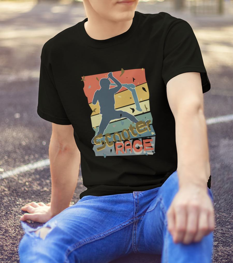 Scooter Race Retro Silhouette Action T-Shirt