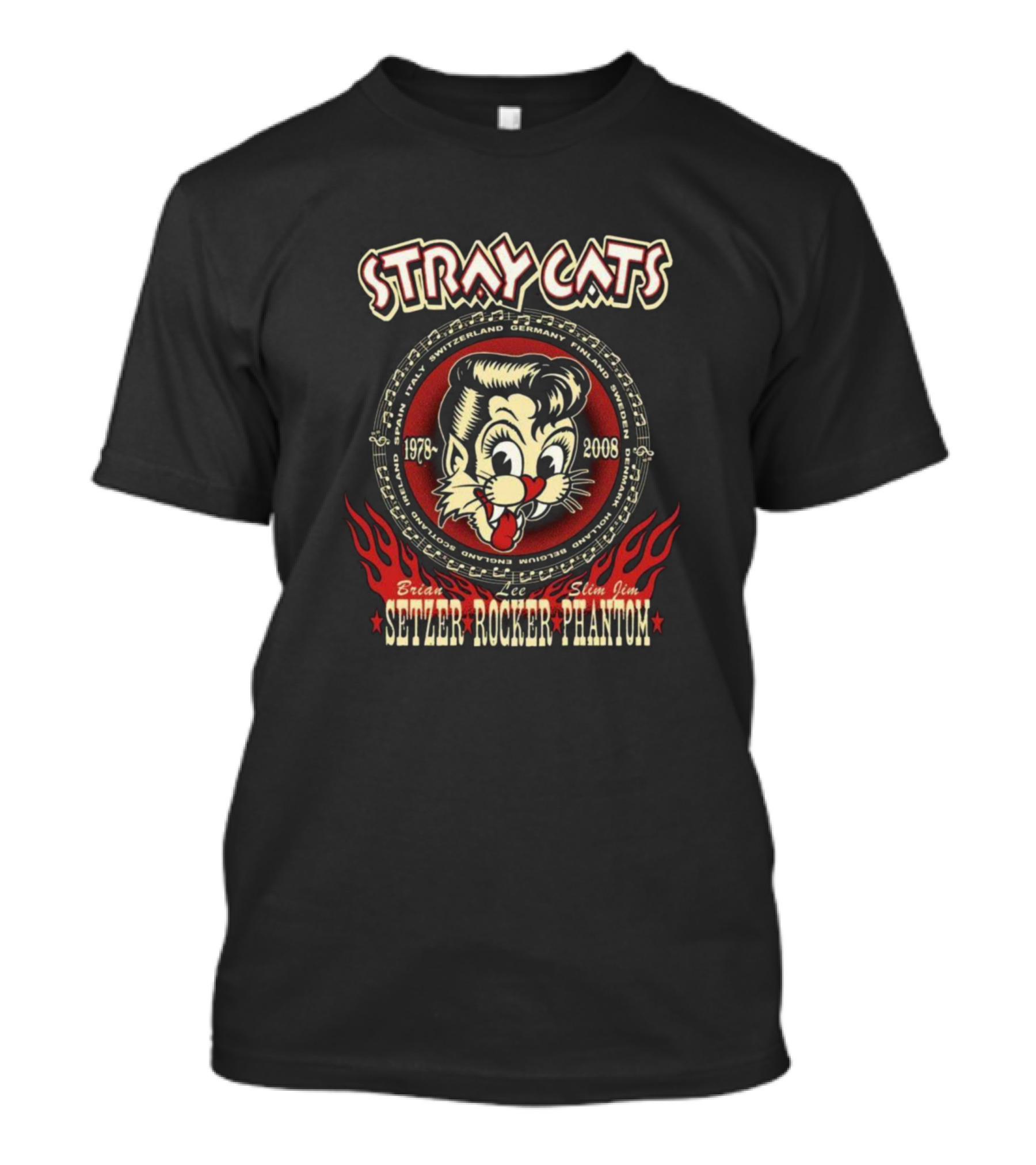 Stray Cats 1978-2008 Setzer Lee Slim Jim Rocker Phantom T-Shirt