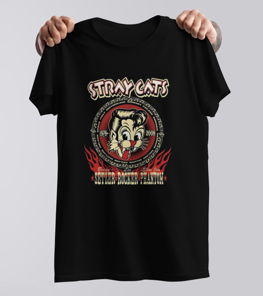 Stray Cats 1978-2008 Setzer Lee Slim Jim Rocker Phantom T-Shirt