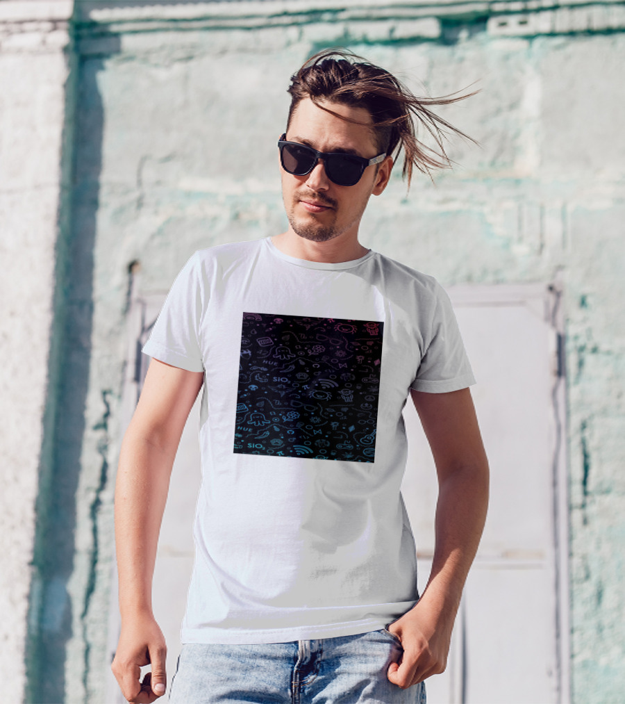 Hue SiO WiFi Icons And Doodles T-Shirt