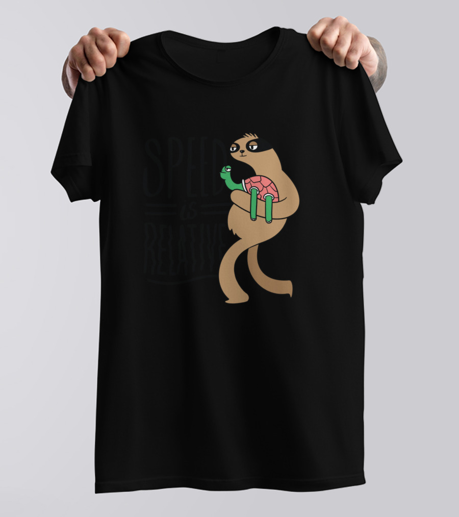 Speed Is Relative Sloth Carrying Turtle T-Shirt