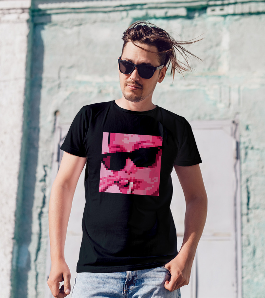Smoke Pixel Art Sunglasses Retro Pink Aesthetic T-Shirt