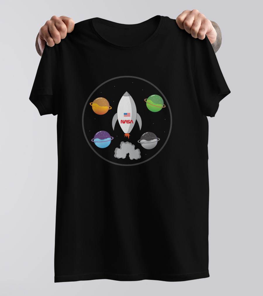 NASA Rocket And Planets Space Travel Exploration T-Shirt