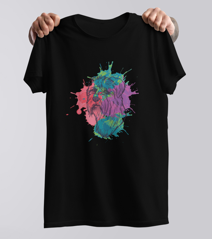 Splash Irish Soft Coated Wheaten Terrier Dog Colorful Paint Splatter T-Shirt