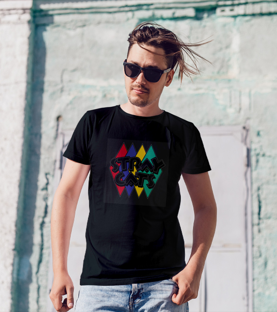 Stray Cats Retro Multicolor Diamonds T-Shirt