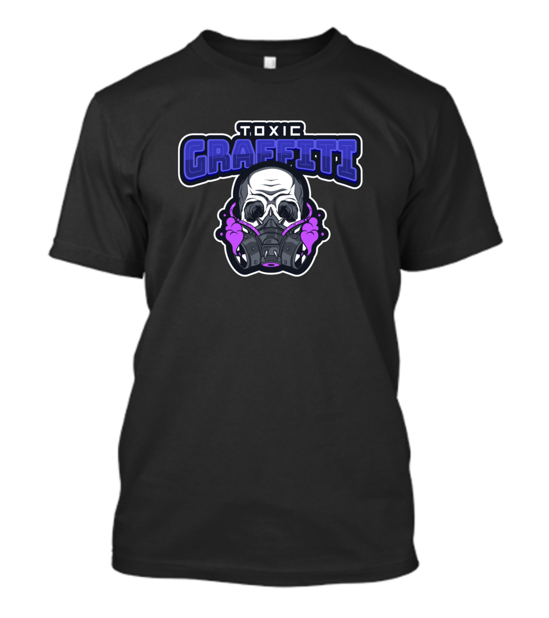 TOXIC GRAFFITI Skull With Mask And Purple Smoke T-Shirt
