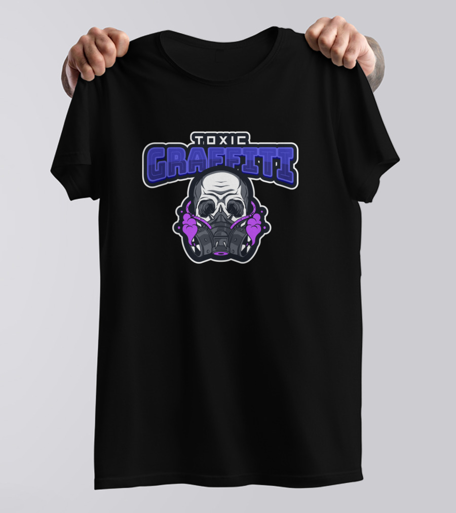 TOXIC GRAFFITI Skull With Mask And Purple Smoke T-Shirt