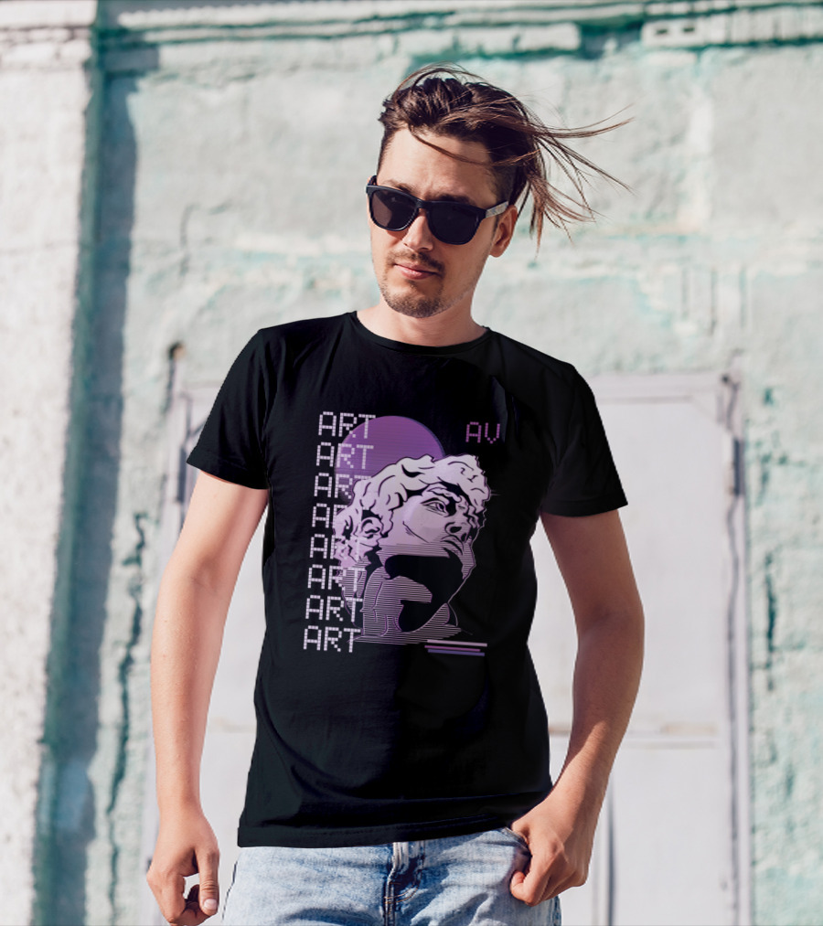 Vaporwave ART AV Pixelated Bust With Futuristic Aesthetic T-Shirt