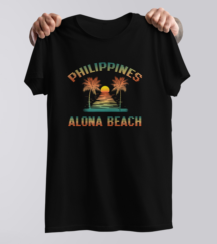 Philippines Alona Beach Sunset With Palm Trees T-Shirt