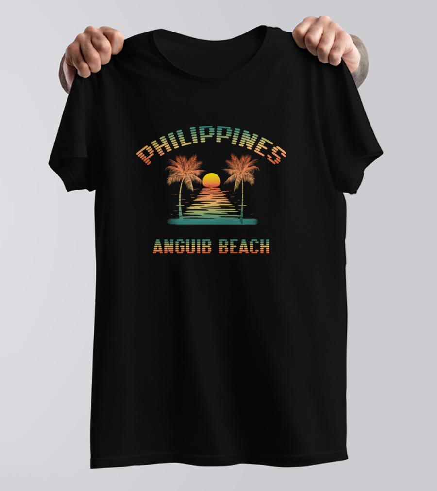 Philippines Anguib Beach Sunset Vintage Palms T-Shirt