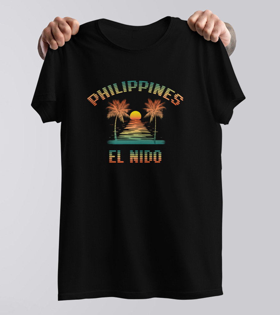 Philippines El Nido Sunset Palm Trees Vintage T-Shirt