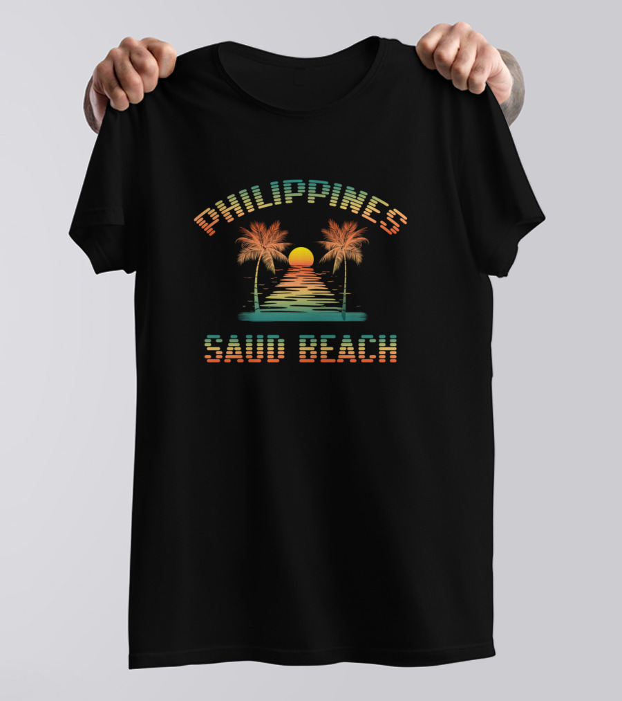 Philippines Saud Beach Sunset Palm Trees Vintage T-Shirt