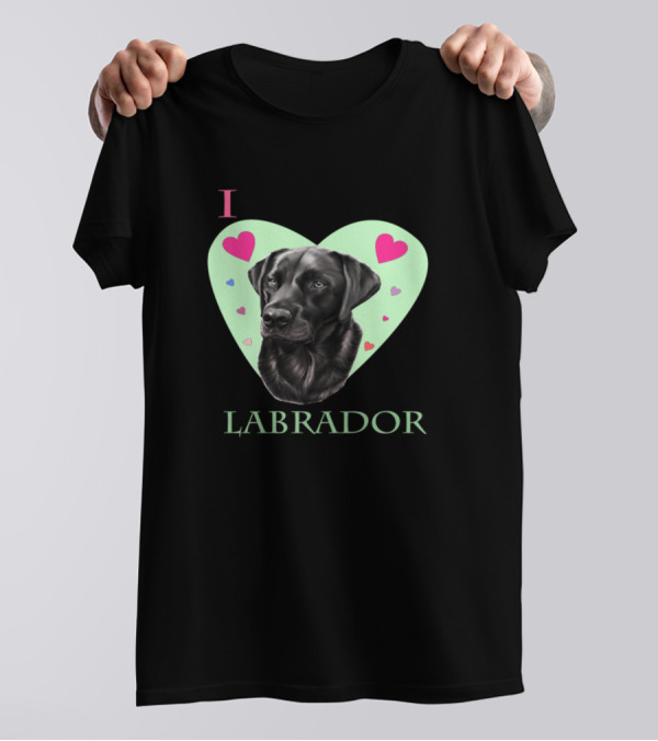 I Love Labrador Puppy With Heart Background T-Shirt