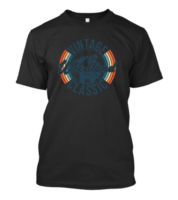 Vintage Woodland WA Classic Moonlit Forest Retro Stripes T-Shirt