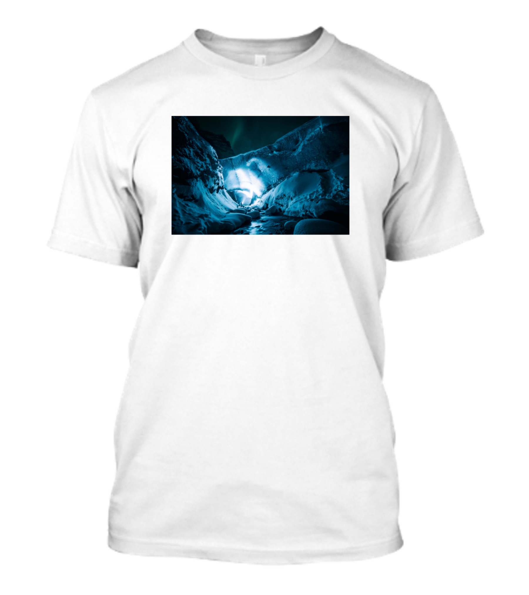 Ice Cave Expedition Under Northern Lights T-Shirt