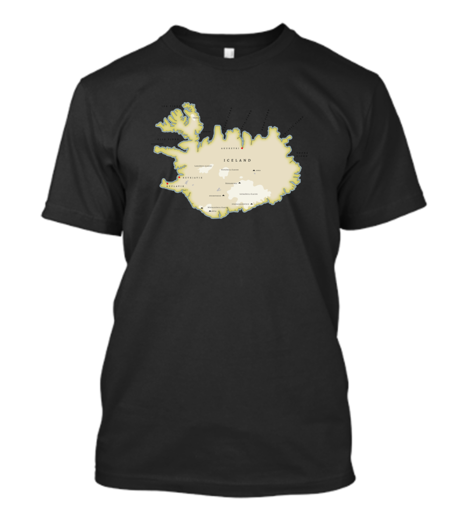 Iceland Map Reykjavík Akureyri Landmannalaugar Golden Circle Snæfellsnes Vatnajökull Reykjavík Vestmannaeyjar T-Shirt