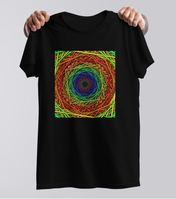 Illusory Circle Psychedelic Geometric Spiral Rainbow T-Shirt