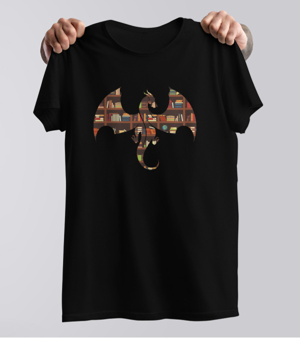 Im Not A Book Worm Im A Book Dragon Bookish Bookshelf Dragon Shape T-Shirt