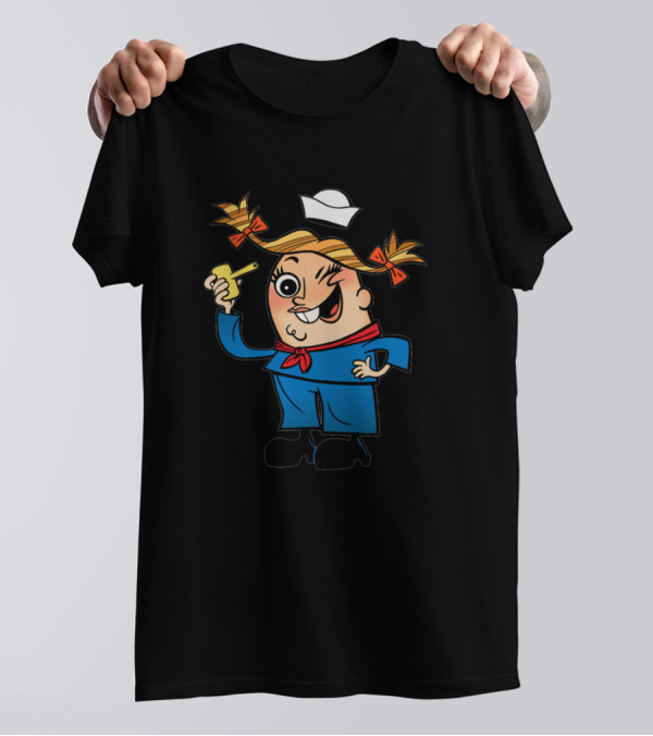 The Sailor Sally Show Nautical Cartoon Character With Sailor Hat And Whistle T-Shirt