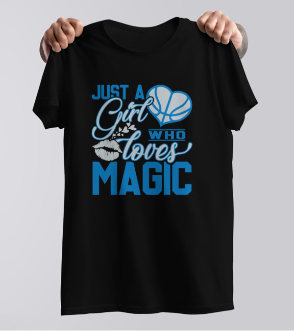 Just A Girl Who Loves Magic Basketball Heart And Lips T-Shirt