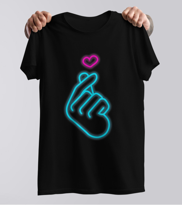 K Pop Finger Heart Neon Symbol Korean T-Shirt