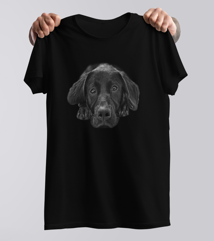 Labrador Dog Black And White Lying Down T-Shirt