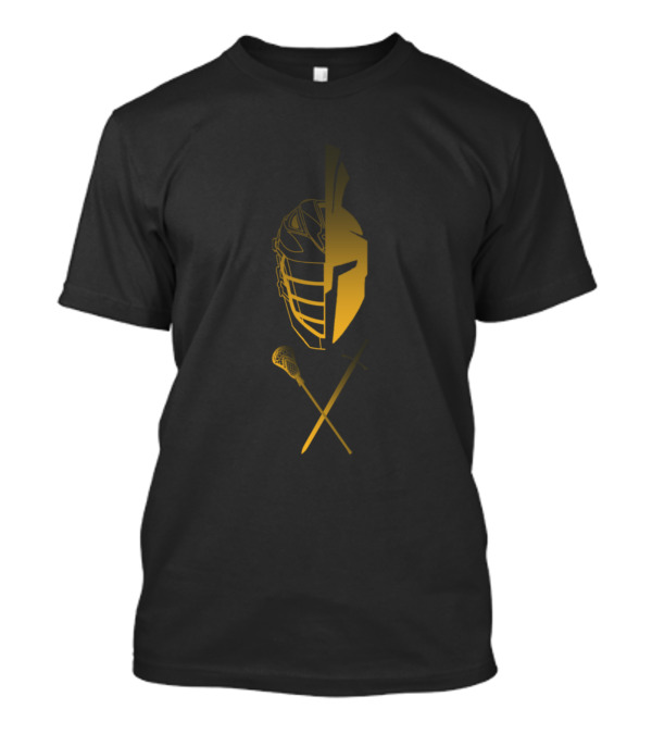 Lacrosse Warrior Spartan Helmet And Stick Crossed Formation T-Shirt