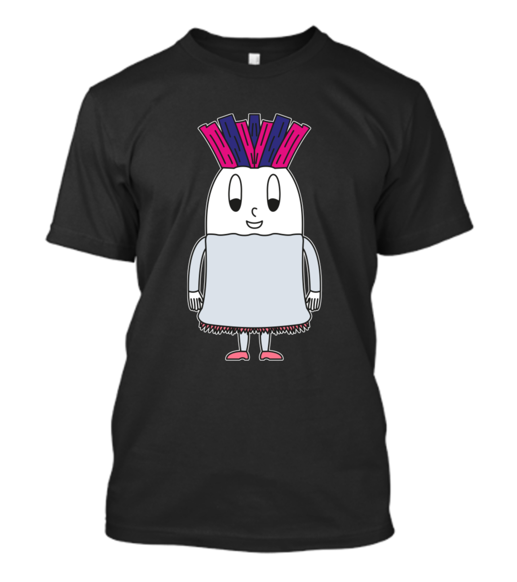 Leek Egg Cartoon Character With Pink And Purple Hair T-Shirt