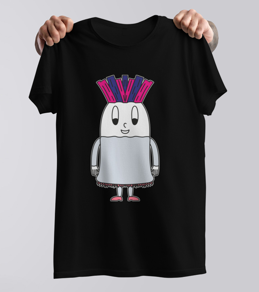 Leek Egg Cartoon Character With Pink And Purple Hair T-Shirt