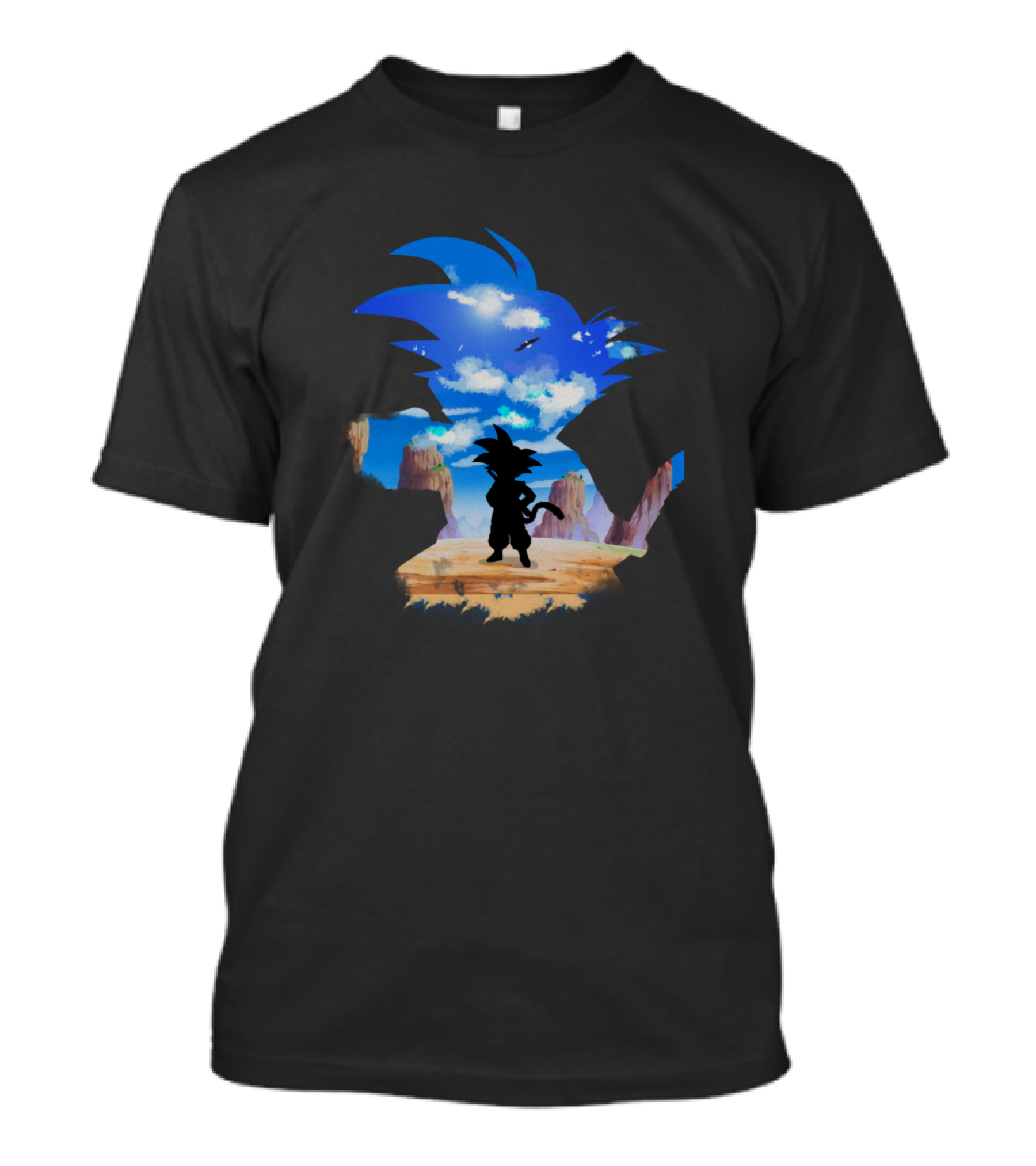 Little Goku Dragonball Anime Silhouette Adventure Scene T-Shirt