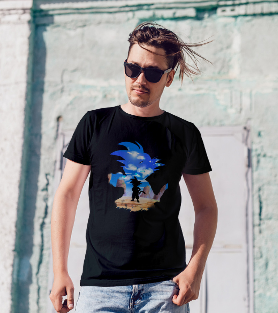 Little Goku Dragonball Anime Silhouette Adventure Scene T-Shirt