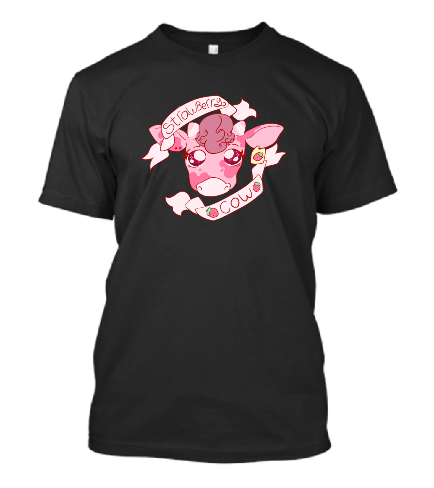 Strawberry Cow Pink Illustration 335 Salty Heifers Farm T-Shirt