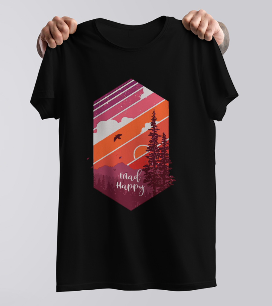 Madhappy Sunset Mountains And Trees Vintage T-Shirt