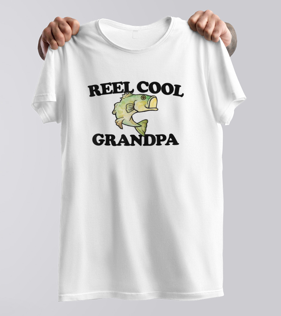 Reel Cool Grandpa Fishing Humor Mens Bass Fish T-Shirt