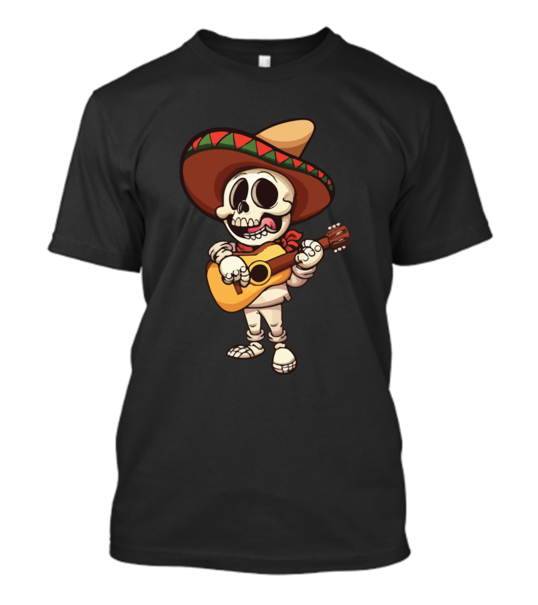 Mexican Skeleton Mariachi Viva Mexico Skele With Guitar And Sombrero T-Shirt