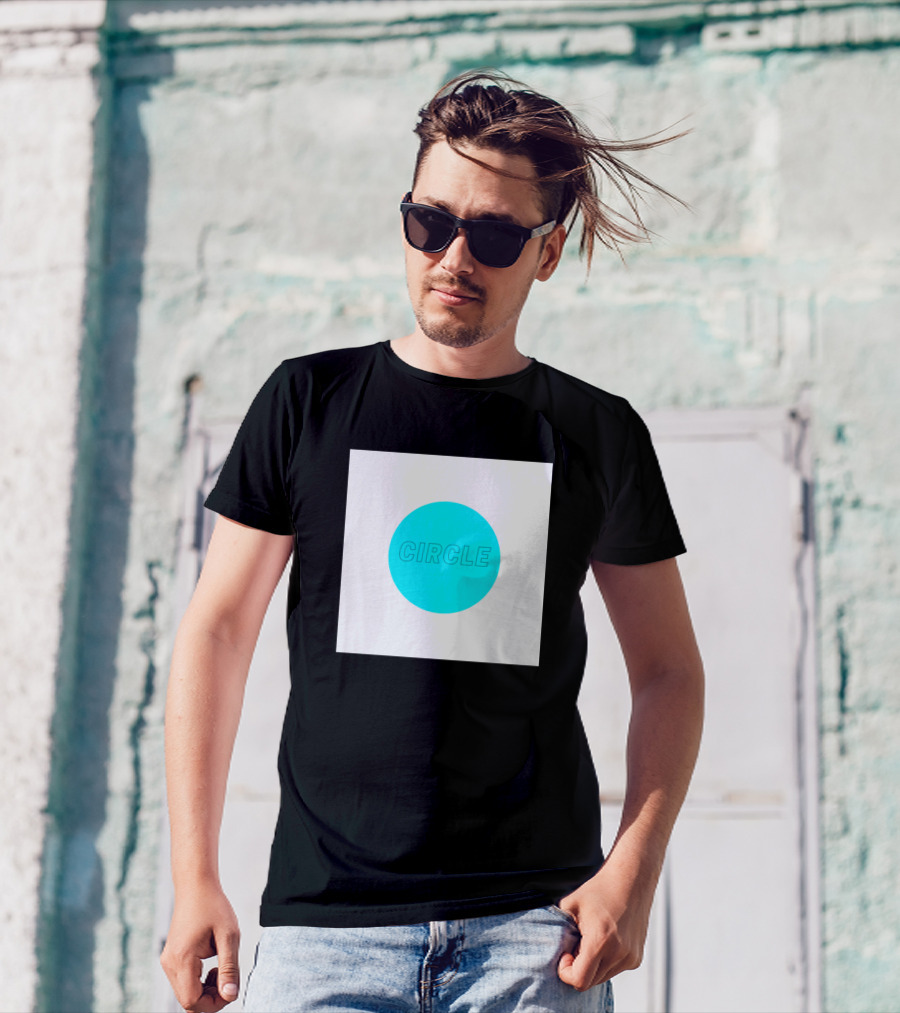 CIRCLE Minimalist Neon Blue Circle T-Shirt