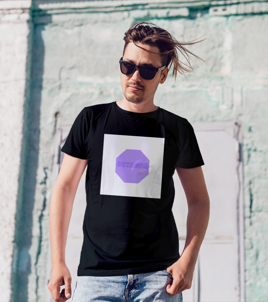 Purple Octagon Minimalist Shape With Text T-Shirt